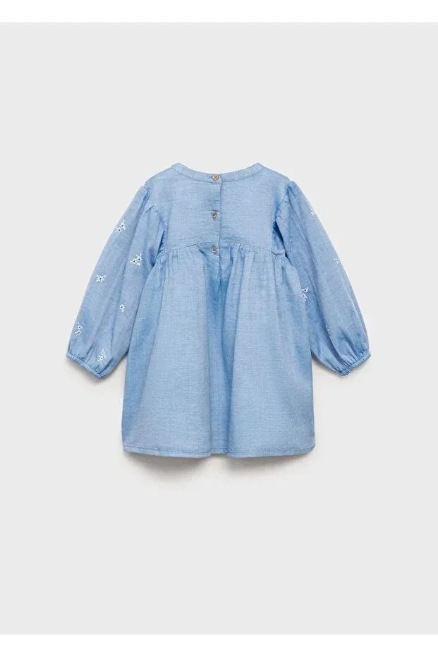 Детское платье для девочек с вышивкой Mango Baby, Sky Blue — фото 4