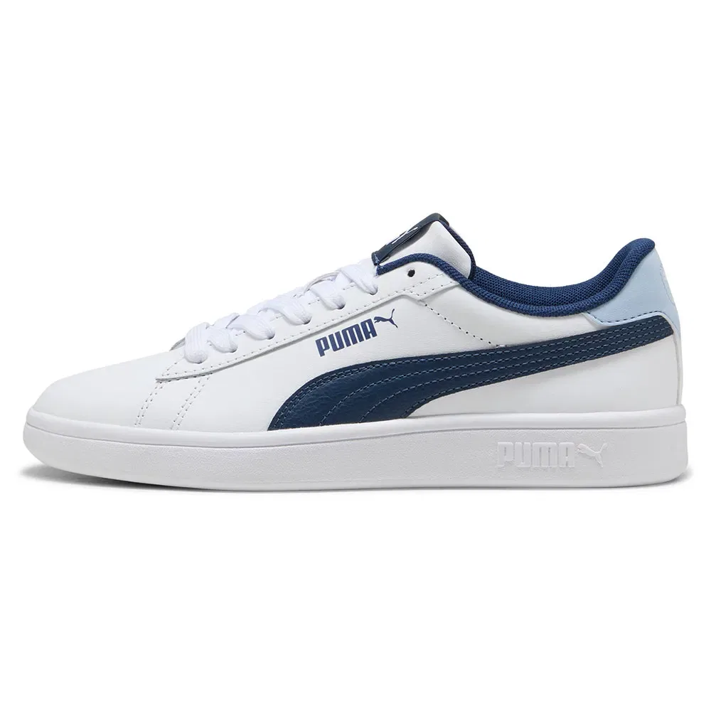 Детские кроссовки для девочек с кожаным верхом Smash 3.0 L Puma, White — фото 4