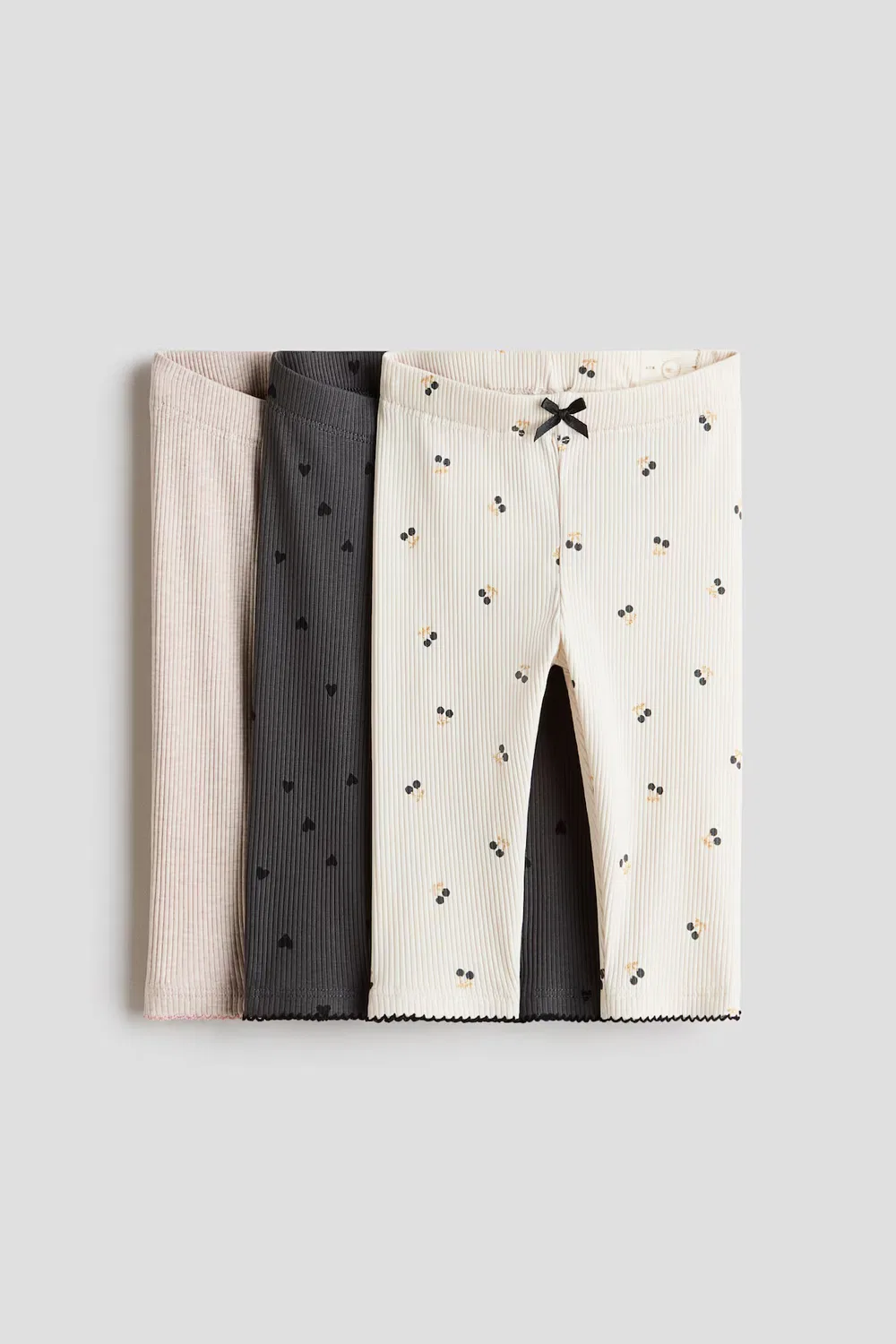3 хлопковых леггинса в упаковке H&M, Hellbeige/Kirschen