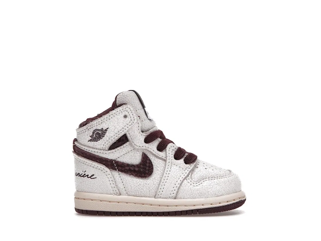 Детские кроссовки с принтом Jordan 1 Retro High OG A Ma Maniere Jordan, Sail/Burgundy Crush
