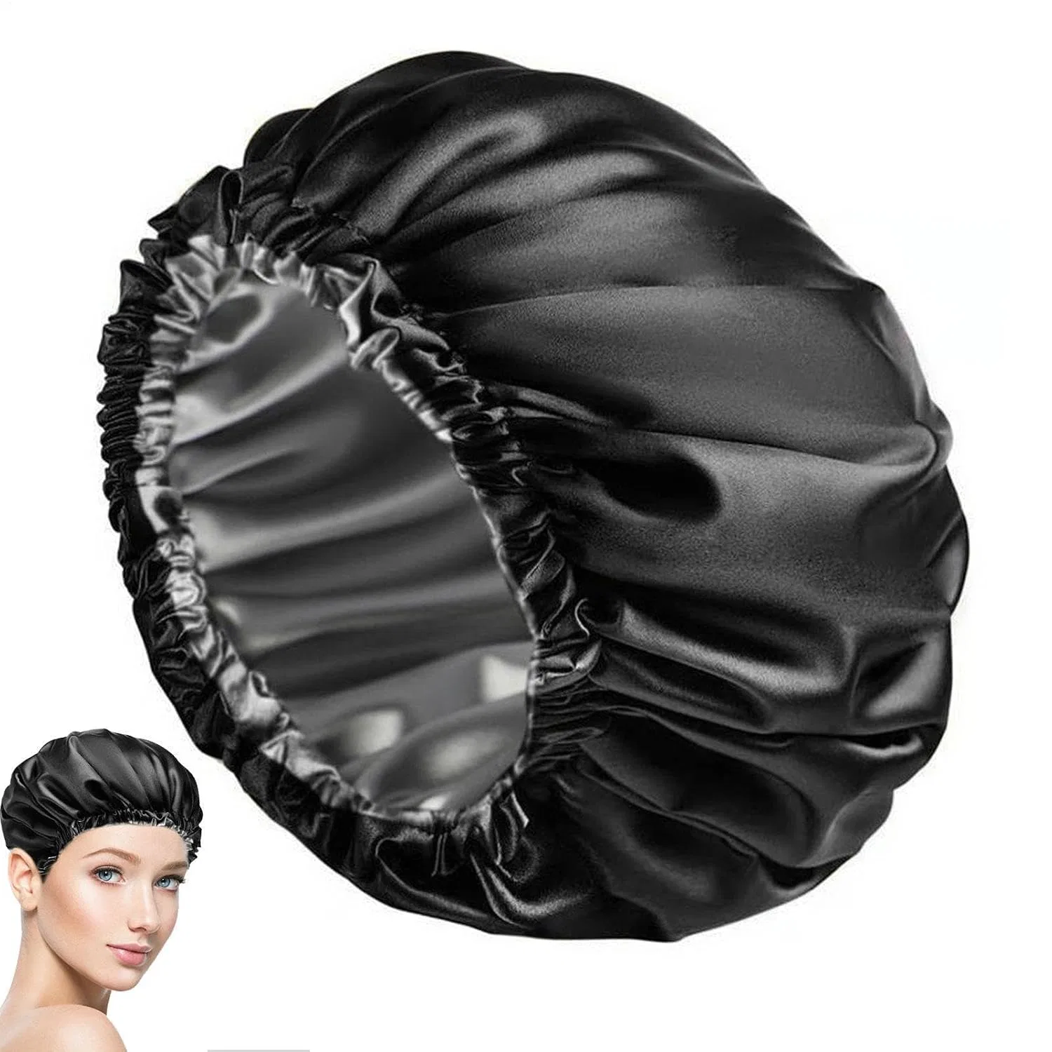 Двухслойная шапочка для душа, Generic, 32 см, Schwarz