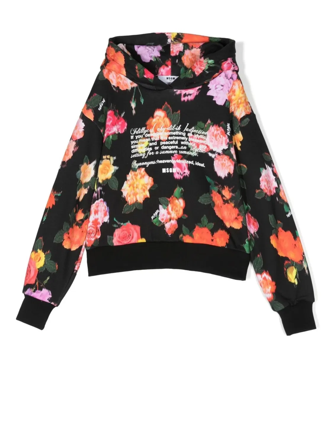 Худи с цветочным принтом MSGM, черный