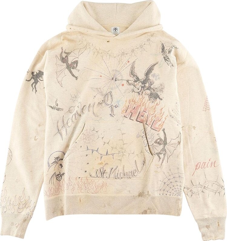 

Худи Saint Michael Graffiti Hoodie 'Light Grey', серый