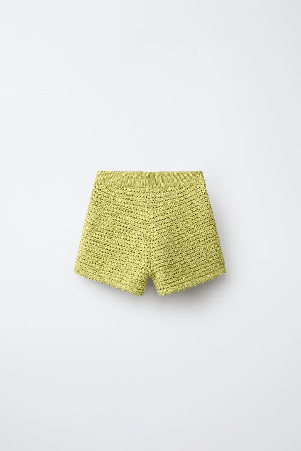 Вязаные шорты-бермуды с вышивкой в виде тюльпанов ZARA, Light green — фото 2