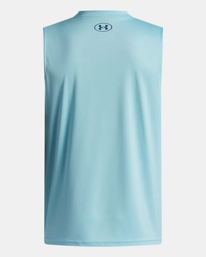Майка для мальчиков влагоотводящая UA Tech Hybrid Print UnderArmour, Blue Haze/Wham Blue — фото 2
