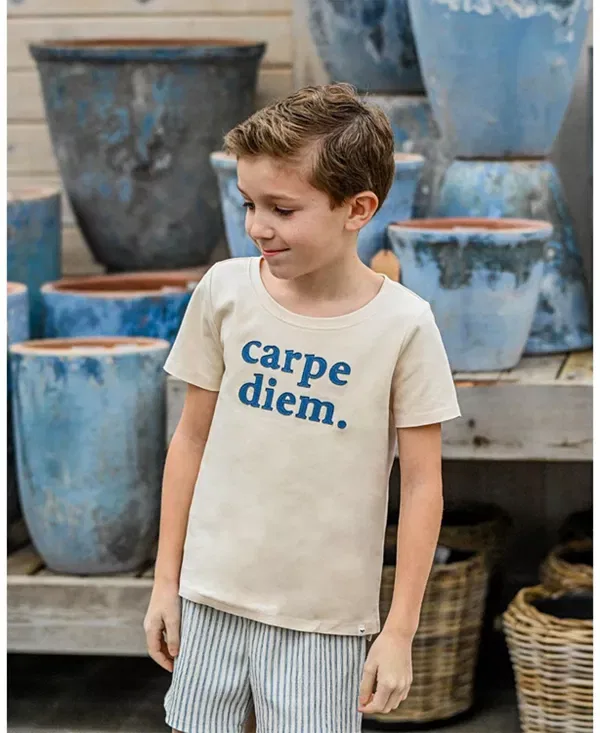 Детская футболка с принтом Carpe Diem Raw Edge Tee Oh Baby!, Natural — фото 3