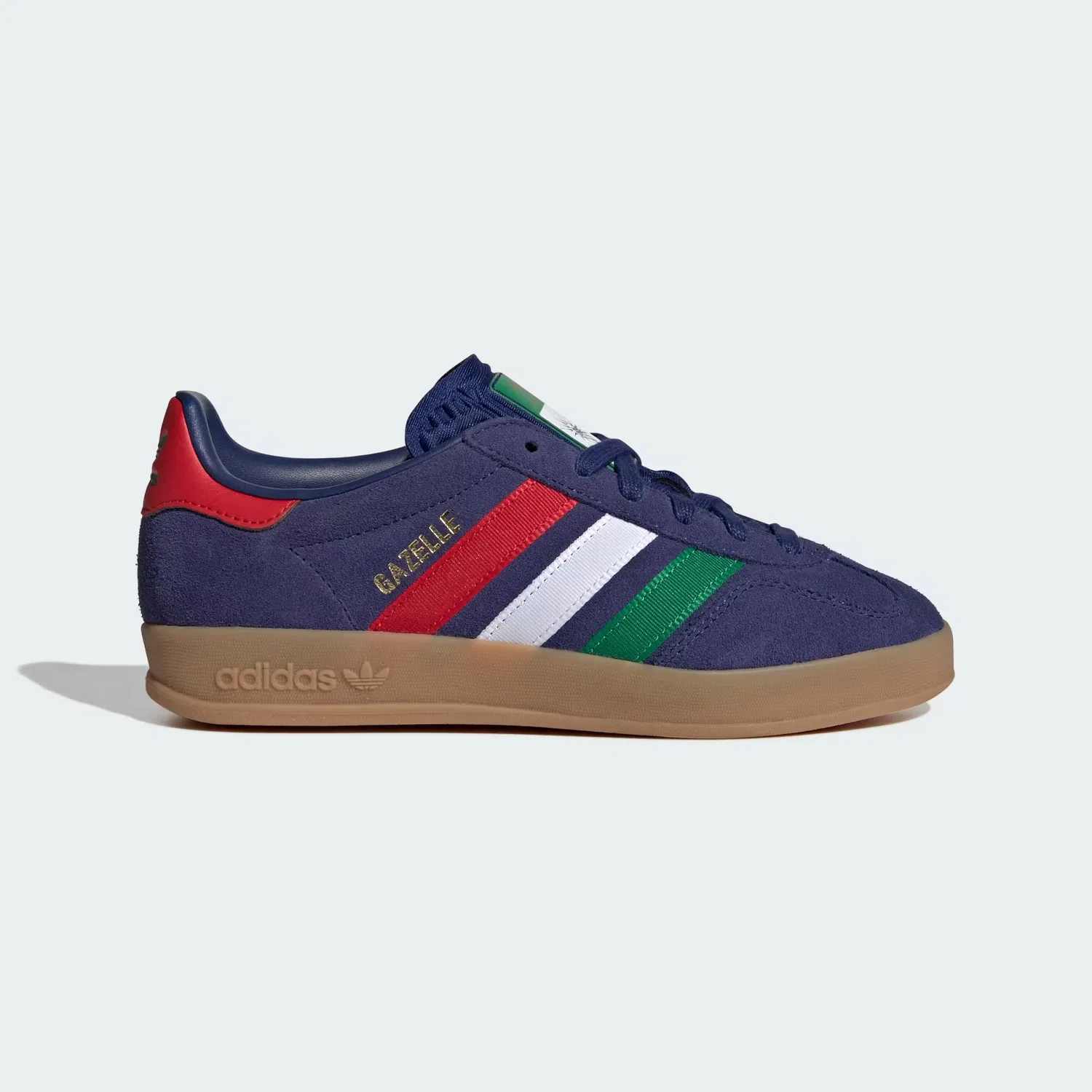 Детские кроссовки с полупрозрачной каучуковой подошвой Gazelle Indoor Adidas Originals, темно-синий/зеленый/алый