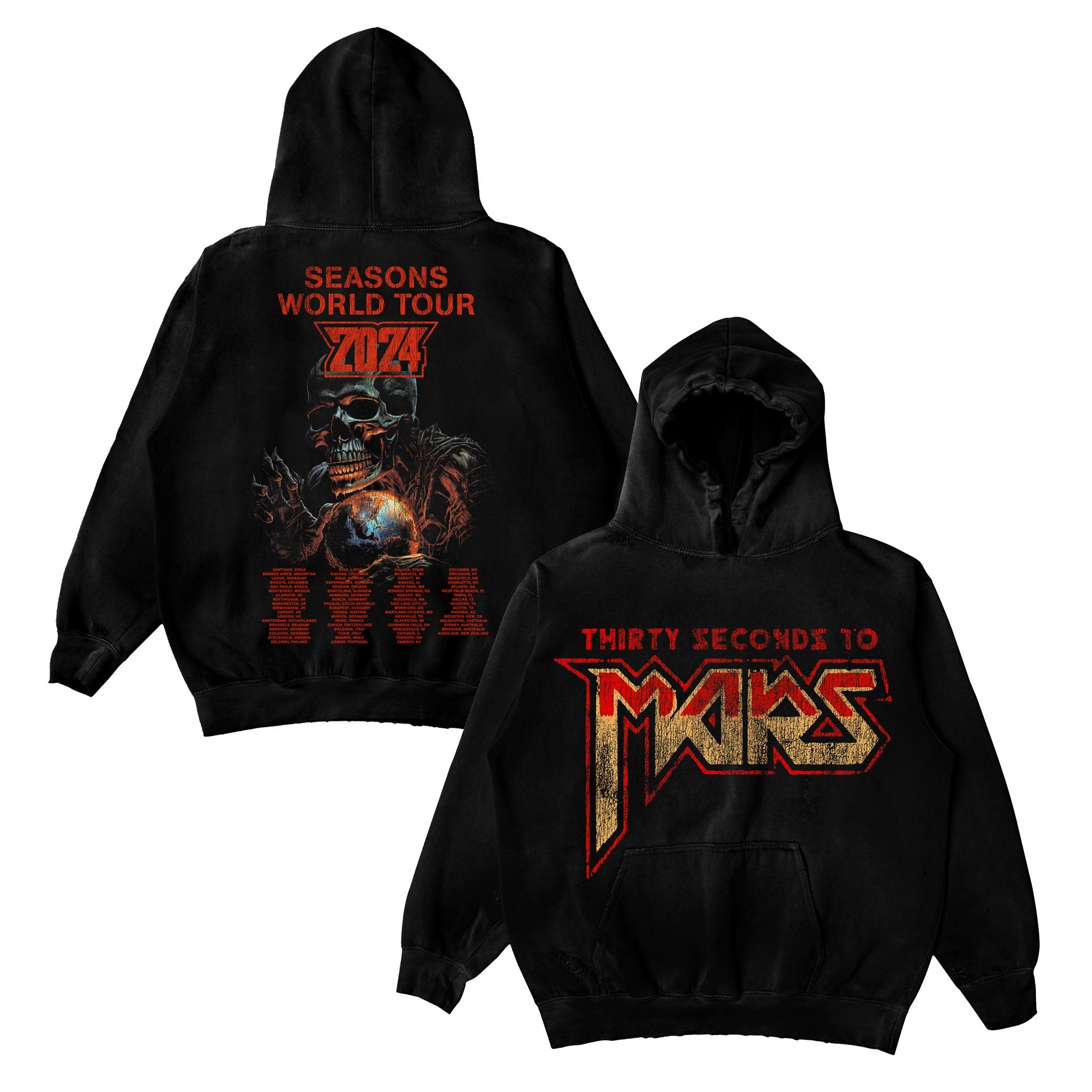 Худи унисекс Thirty Seconds to Mars Seasons Tour 2024 Vintage Mars, черный — фото 4