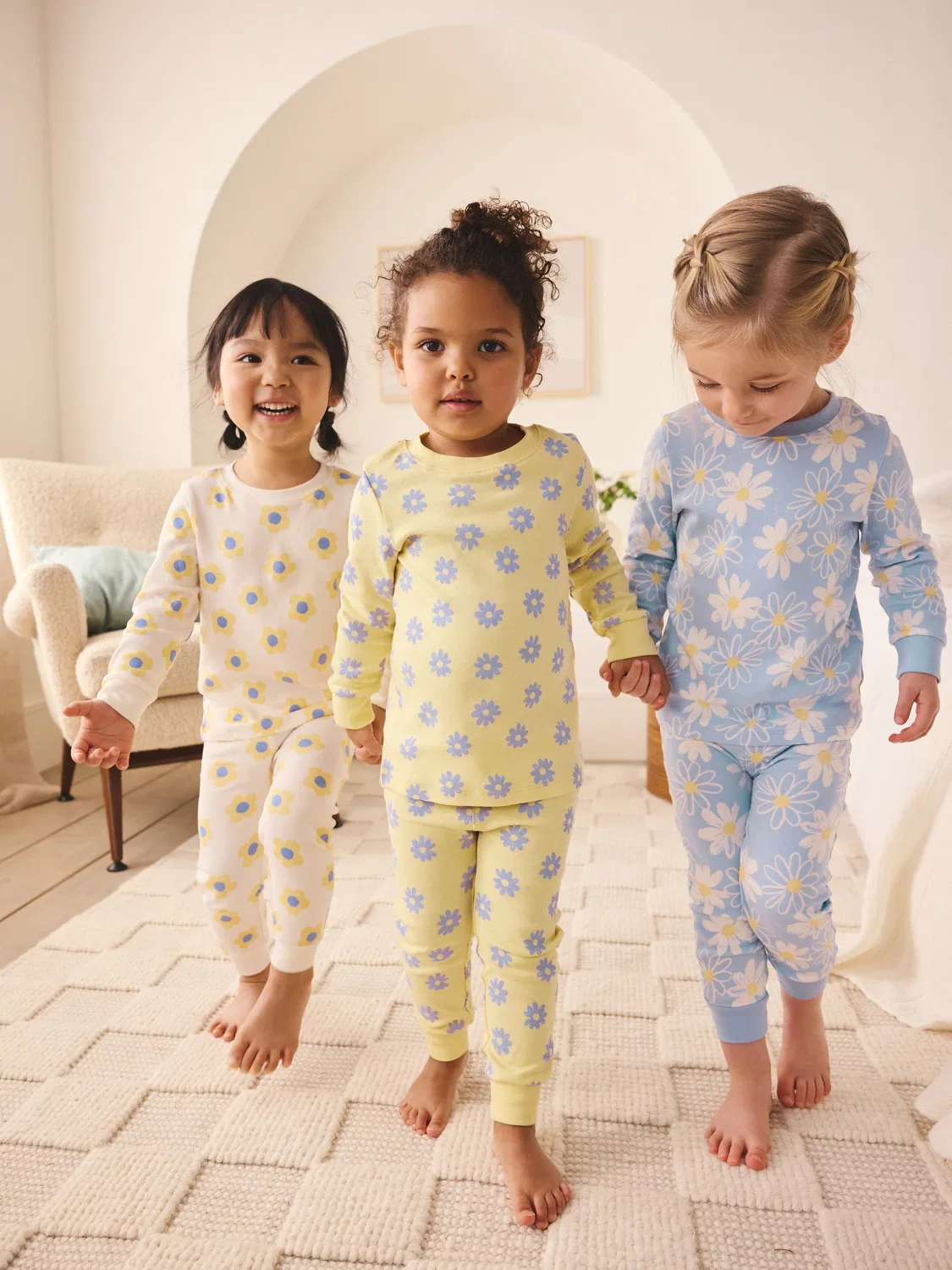 Пижама Next Yellow/Blue Daisy Snuggle 3 Pack, желтая/голубая — фото 2