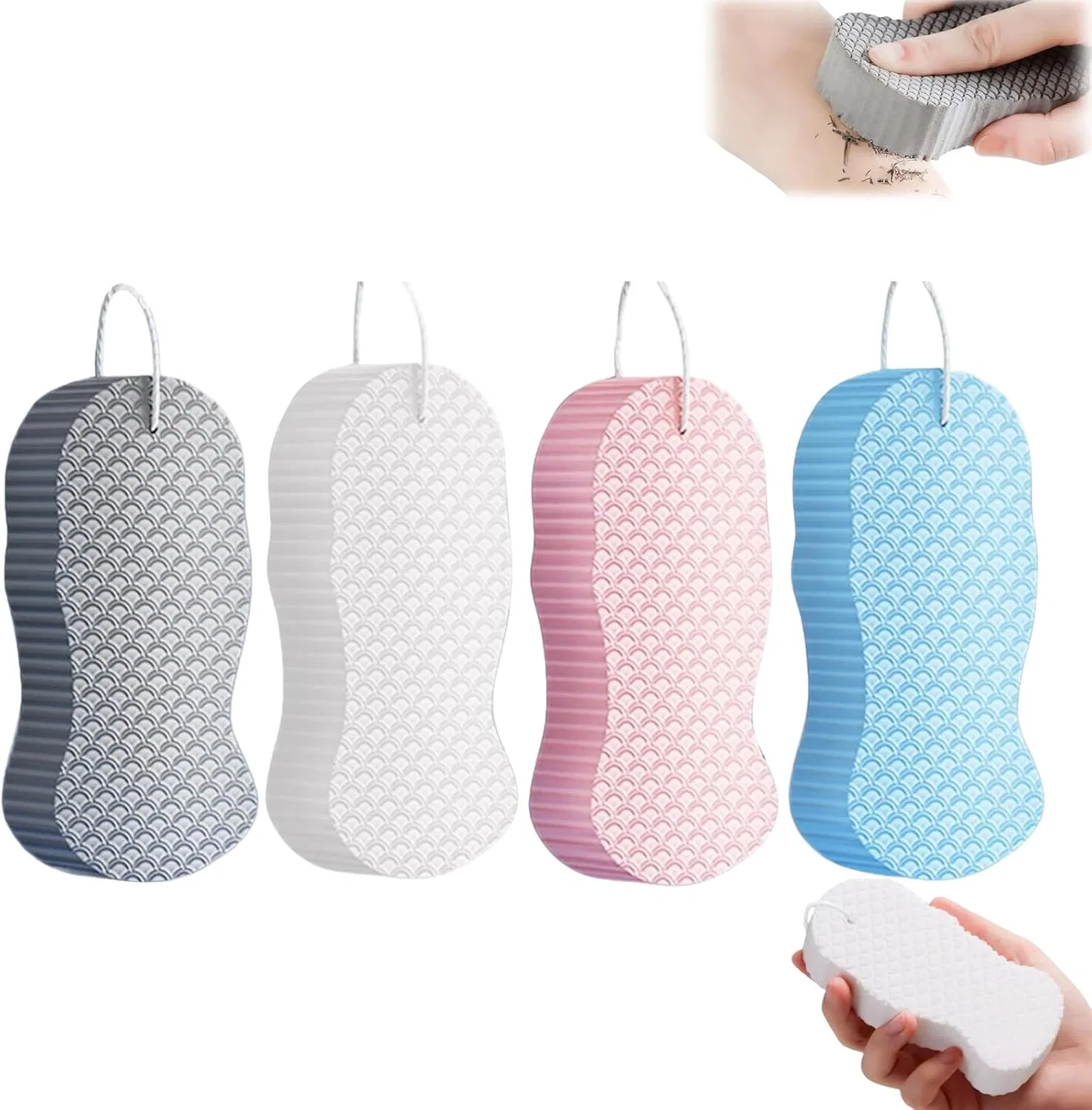 Мочалка для тела Magic Exfoliating Bath Sponge, Generisch, 4 шт, 7x13 см, 4 Pieces Mix