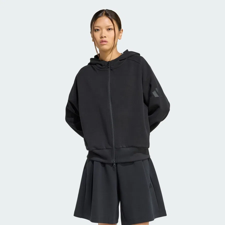 Женский худи с капюшоном и молнией Soft Lux Full-Zip adidas, Черный