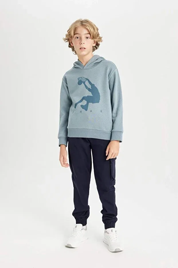 Детские свитшот для мальчиков с принтом Shaquille O'Neal Crew Neck Defacto, Blue — фото 2