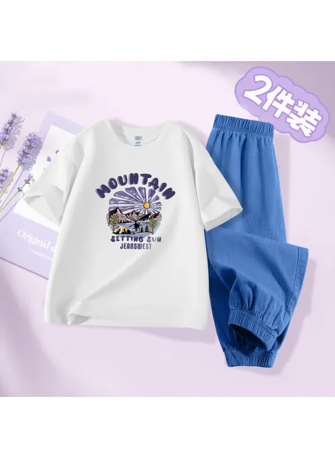 Комплект с коротким рукавом из хлопка с эффектом денима Jeanswest, белый — фото 2