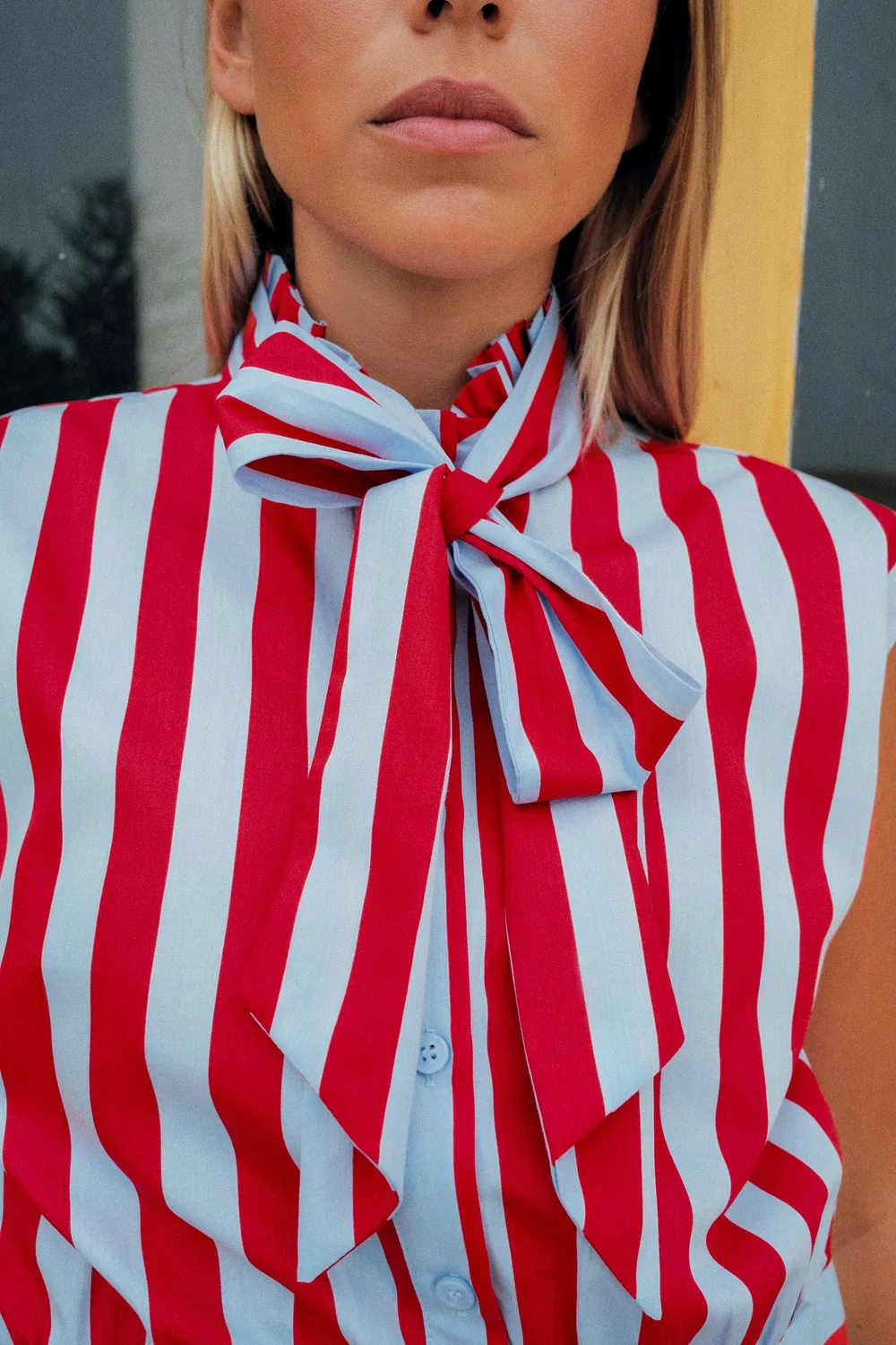 Рубашка в полоску с завязками ZARA, Red Stripe — фото 2