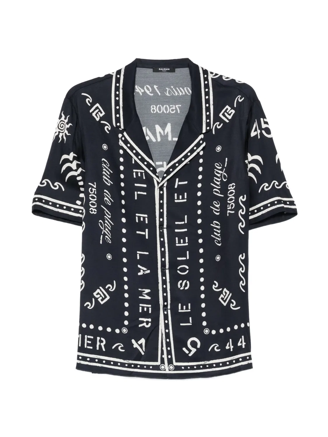 Рубашка с принтом, синяя Balmain, синий
