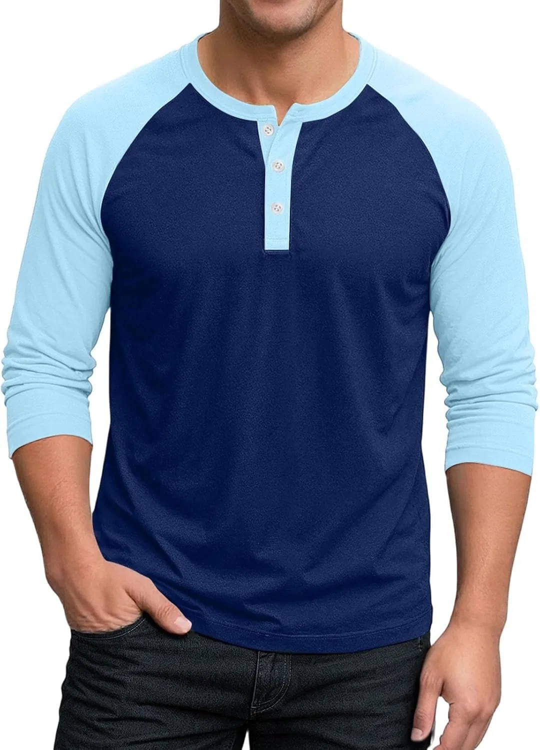 Мужская бейсбольная футболка с длинным рукавом Raglan Classic, Blue