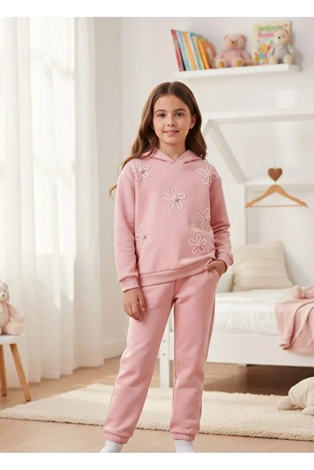 Детский комплект свитшот и брюки с вышивкой Basics Baby Rose, Pink