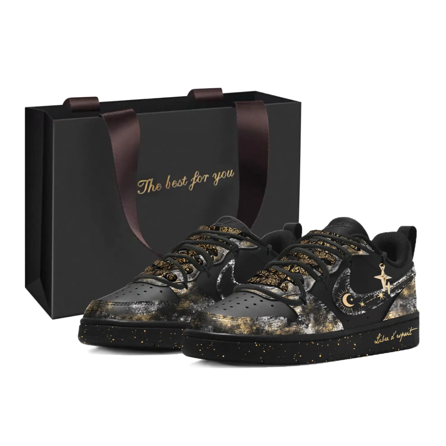 

Nike Court Borough Nebula Gift Slip Resistant Abrasion Resistant Low top Детские скейтбординговые кроссовки Gold для подростков