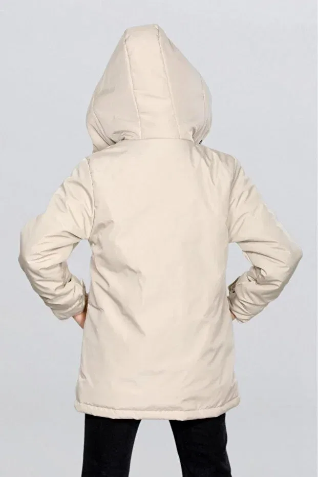 Детское пальто для девочек с капюшоном Arafım Butik, Nude Color — фото 4