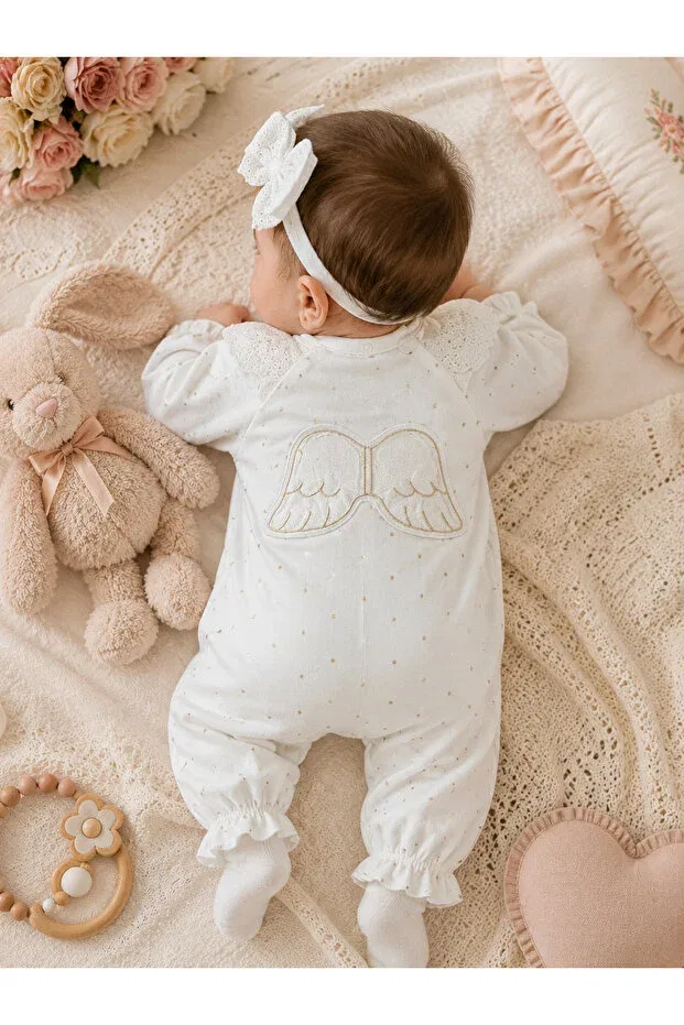 Детский комбинезон для девочек хлопковый My Babies Label, White — фото 2