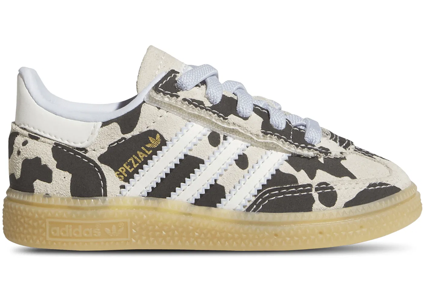 Детские кроссовки с принтом коровы Adidas Handball Spezial Comfort Closure, Core Black/Off White/Crystal Sky