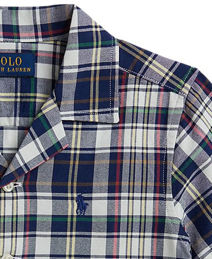 Рубашка из хлопка в клетку с коротким рукавом Polo Ralph Lauren, White Blue Multi — фото 3