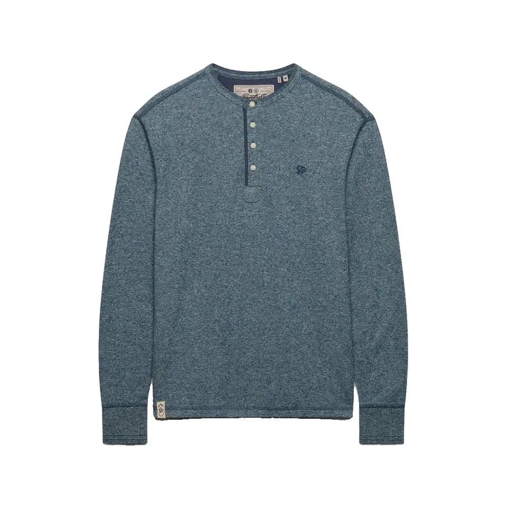 Мужской свитер с фактурным вязанием Mini Slub Waffle Grandad Superdry, Blue — фото 3