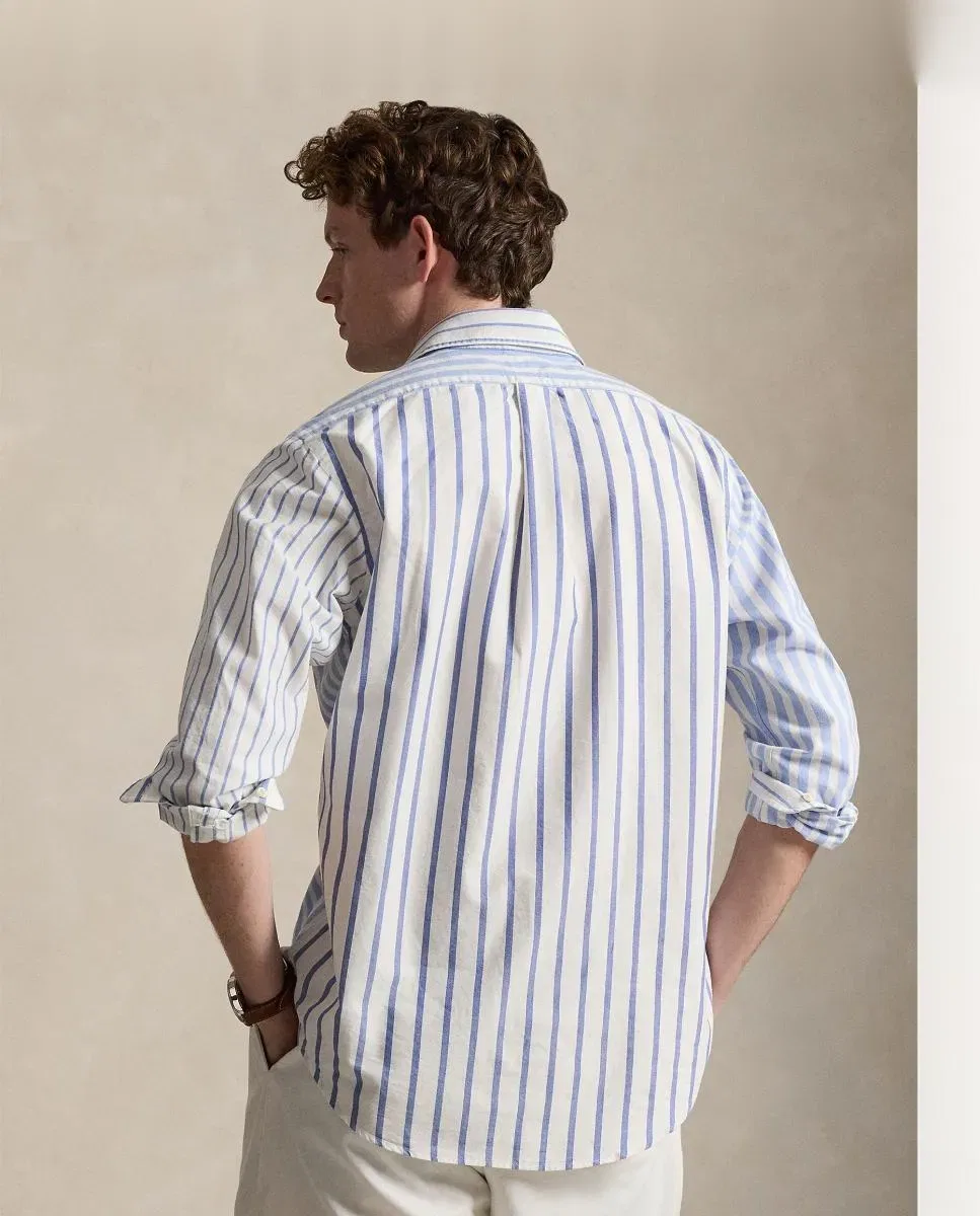Мужская рубашка Oxford Regular Fit из переработанного полиэстера и хлопка Polo Ralph Lauren, Azul Claro — фото 2