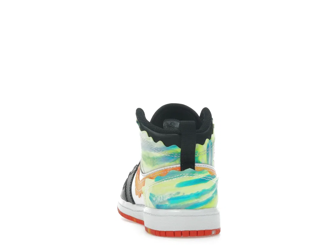 Детские кроссовки Lifestyle с волнистым дизайном Jordan 1 Mid SE Wavy Jordan, Black/White-Team Orange-Kumquat — фото 4