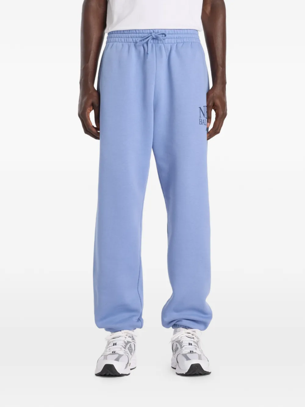 

Флисовые спортивные штаны с логотипом и шнурком New Balance, синий