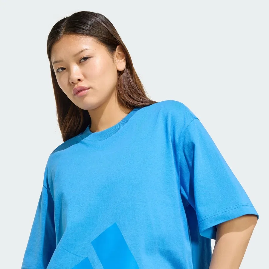 Футболка с длинным рукавом Essentials Big Logo Boyfriend Tee adidas, Синий — фото 4
