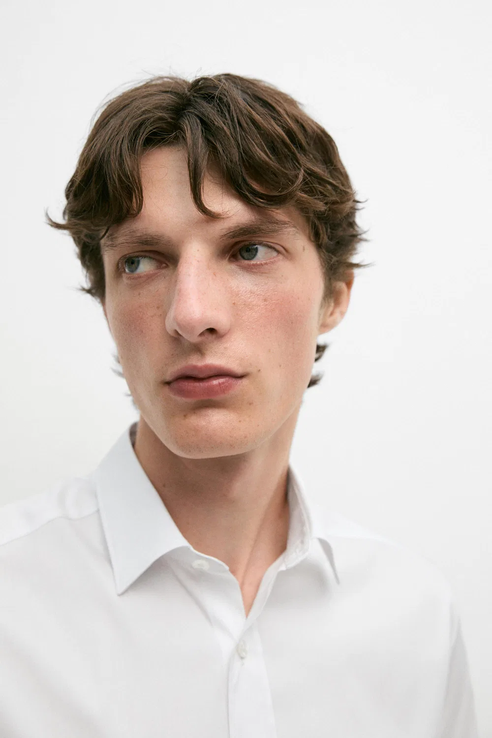 Рубашка приталенного кроя из эластичной хлопковой смеси Massimo Dutti, белый — фото 4