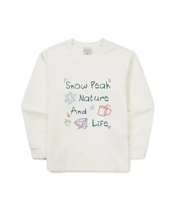 Футболка с длинным рукавом с графическим принтом Doodle, Snowpeak Apparel Kids, белый — фото 2
