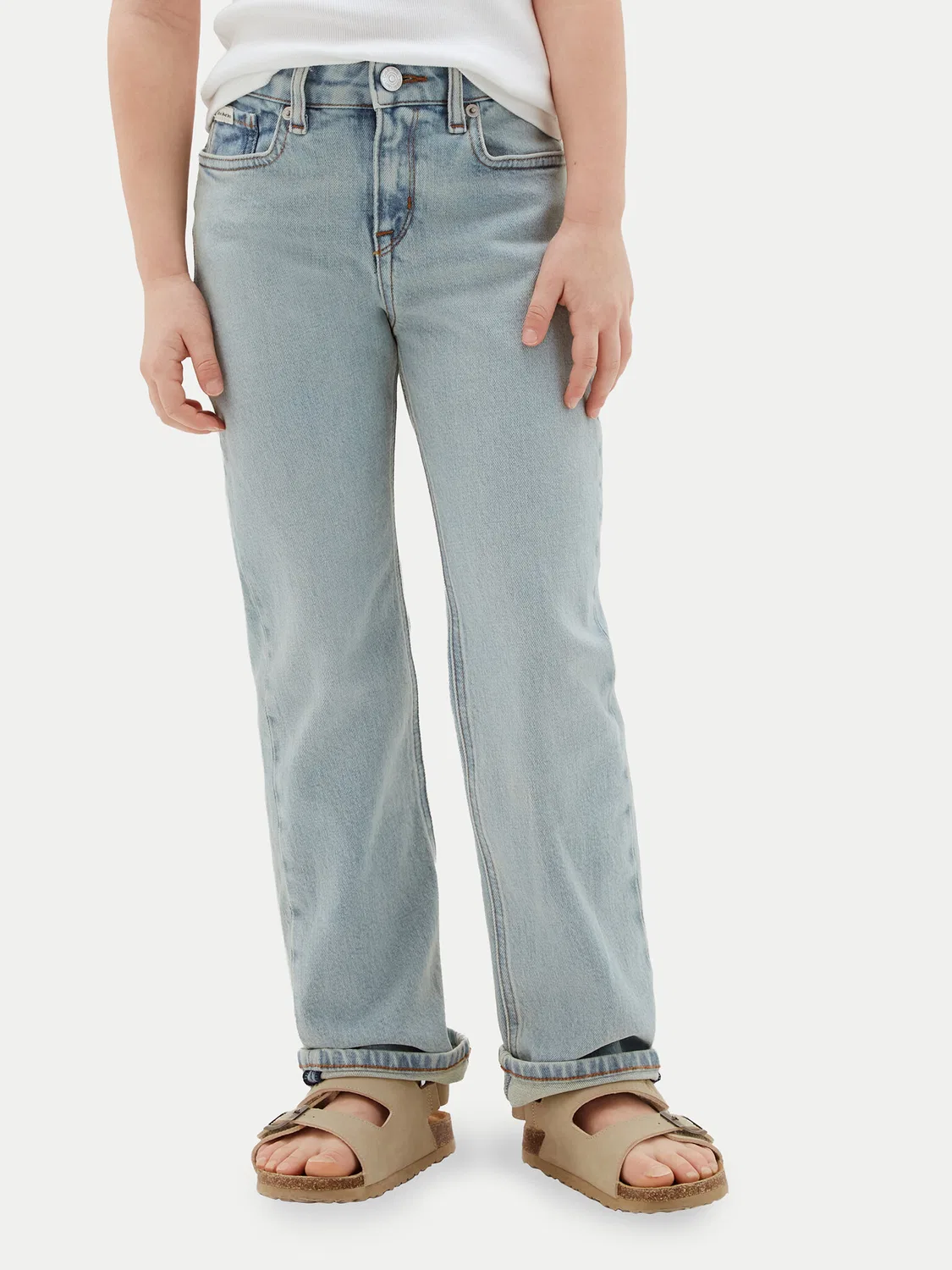 Джинсы прямого кроя для девочки Calvin Klein Jeans, голубой