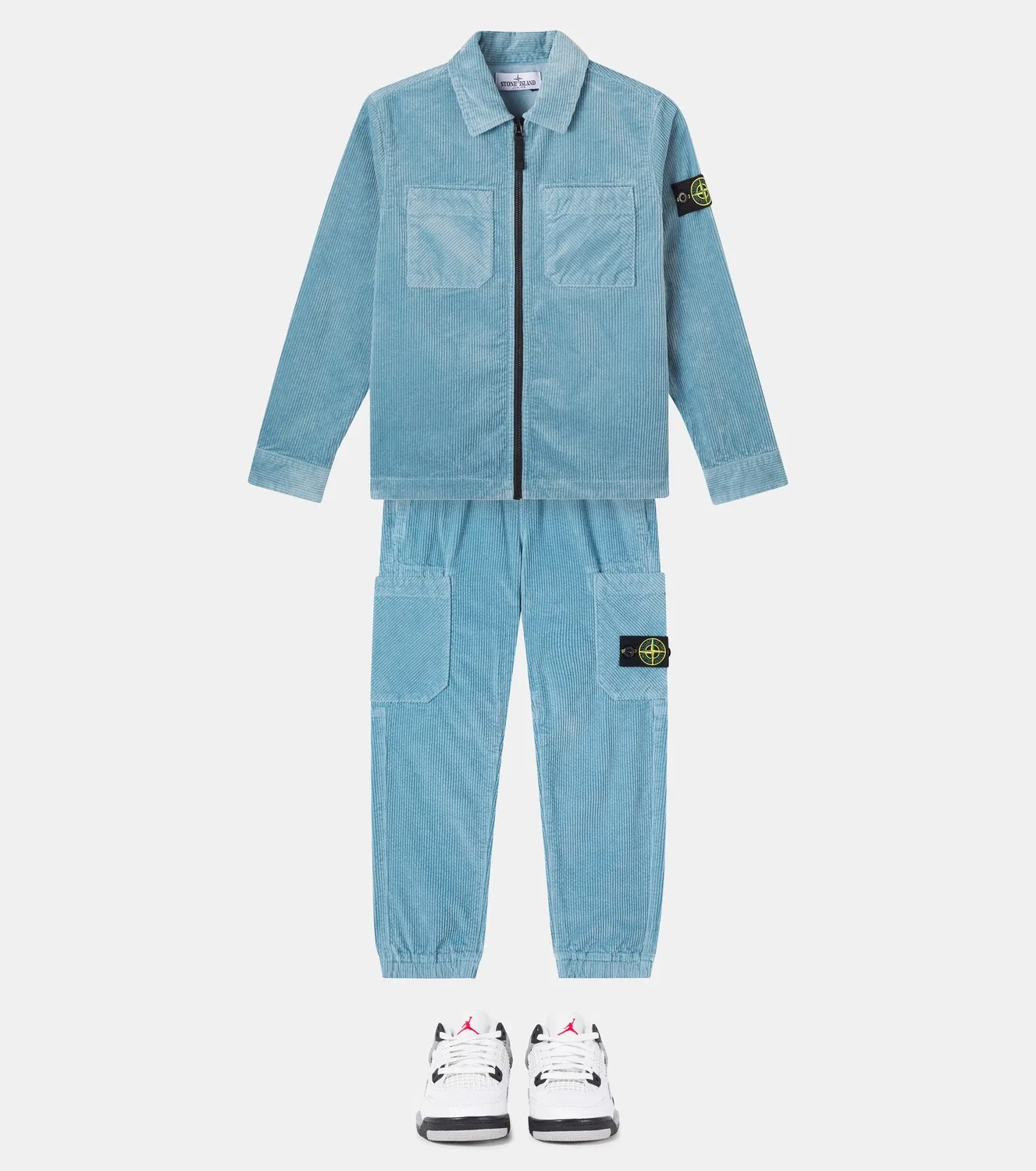 Карго-брюки из смесового хлопка в рубчик Stone Island Junior, синий — фото 2