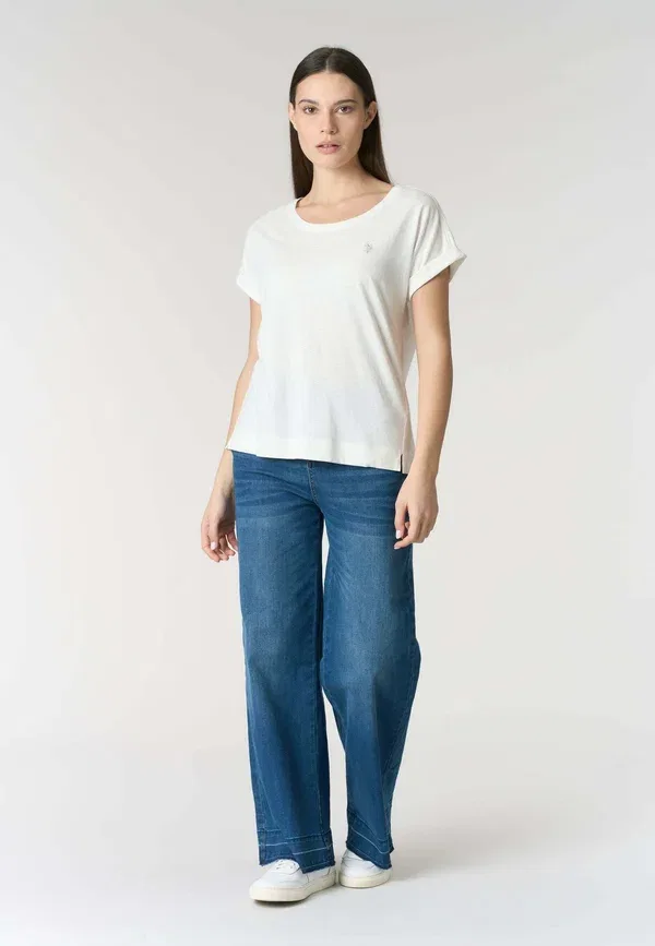 Футболка из хлопка и льна Basic t-shirt, U.S. Polo Assn., Bianco, белый — фото 2