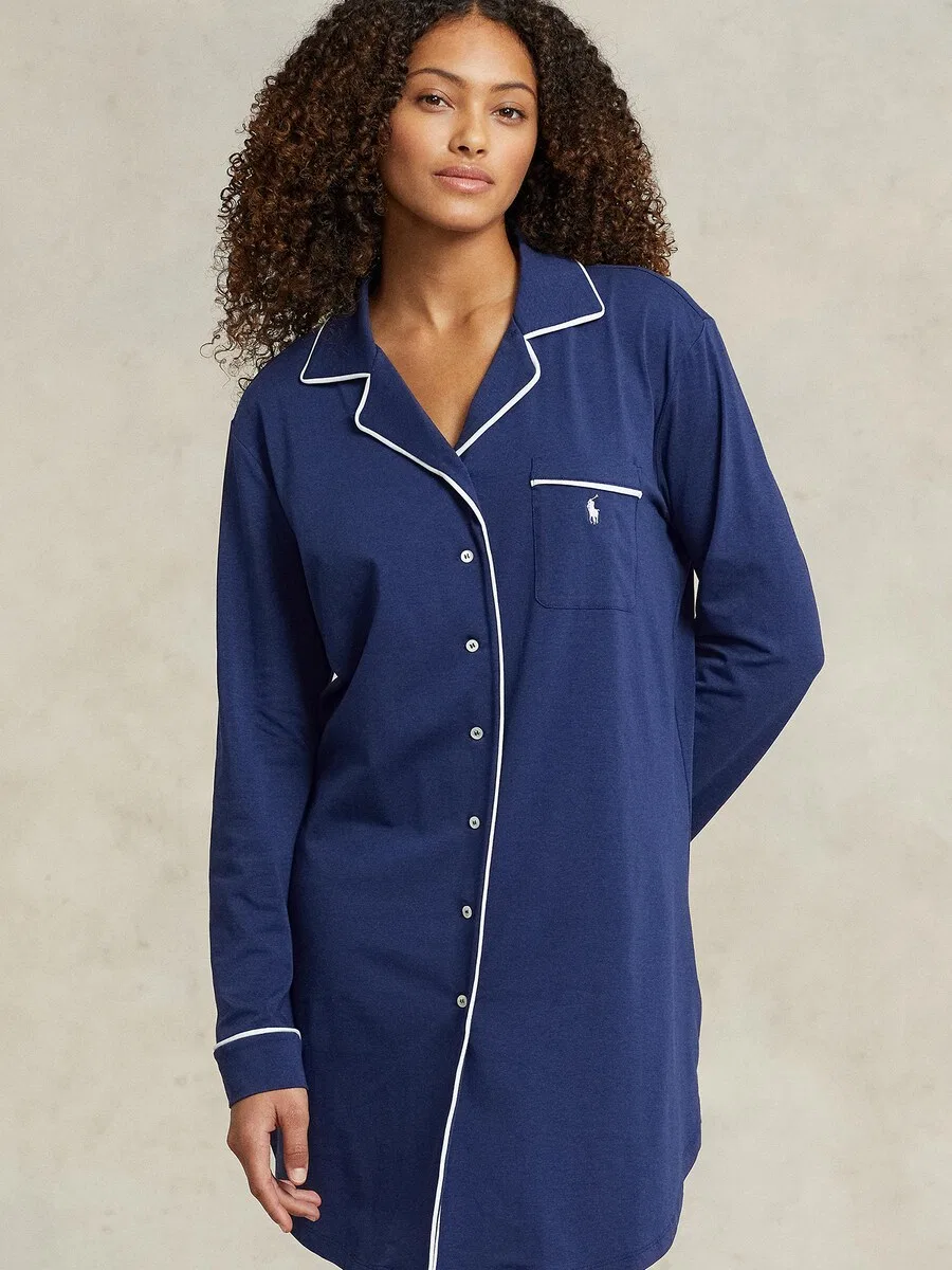 Ночная рубашка Polo Ralph Lauren темно-синего цвета — фото 2