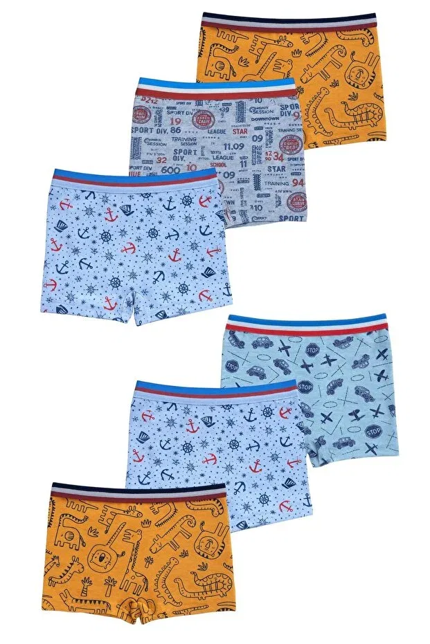 Детские боксеры для мальчиков с принтом 6 штук Exmoor, Blue Navy Blue Orange Green Black — фото 3