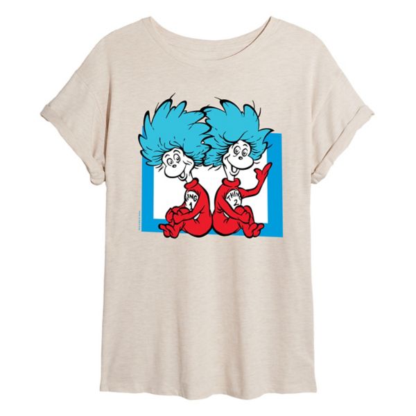 

Детская оверсайз футболка с Thing 1 и Thing 2 из Dr Seuss Licensed Character, бежевый