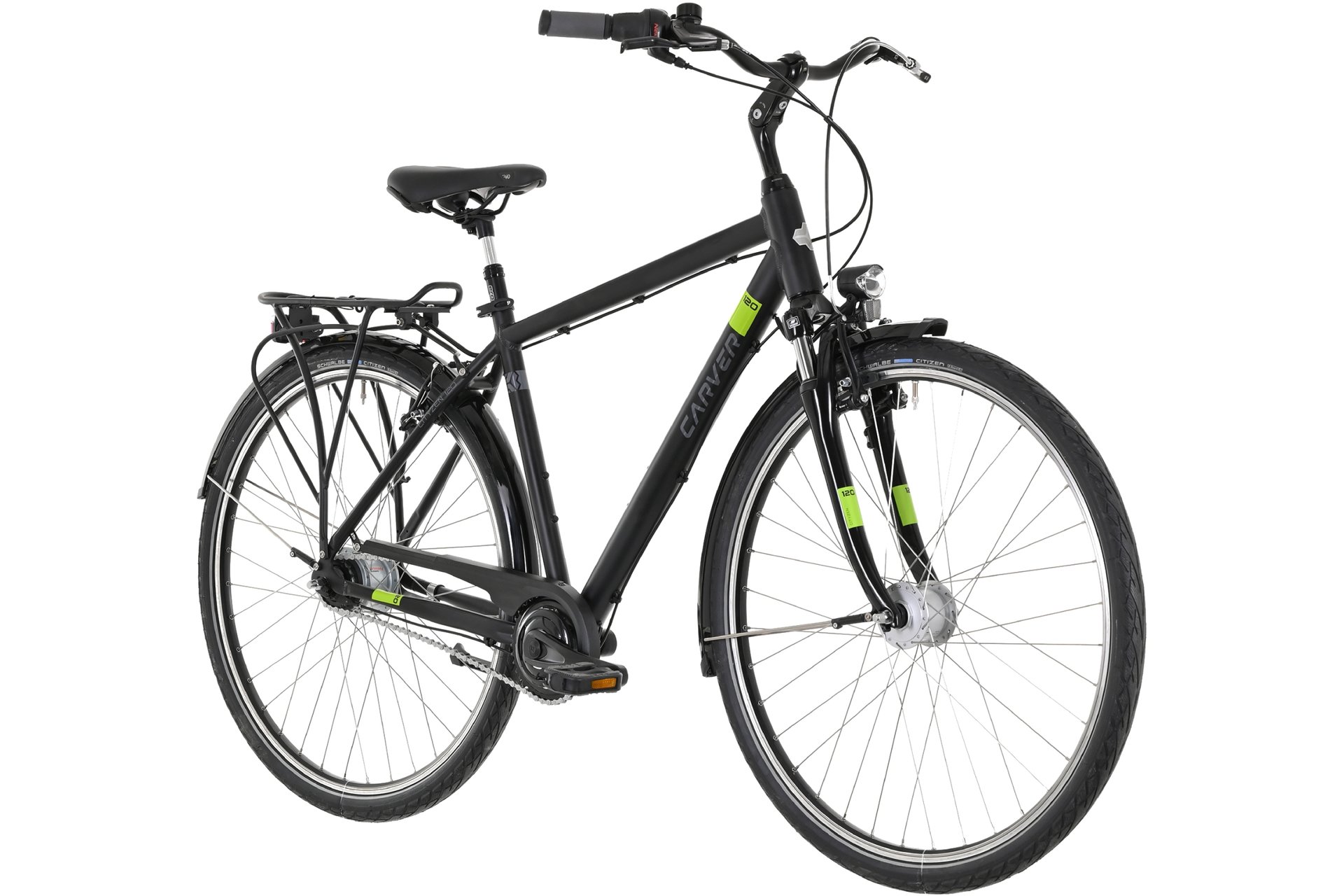 Городской велосипед Carver Cityzen 120 - 28 дюймов - Diamant - 2024, цвет Schwarz|black applegreen darkgrey — фото 2