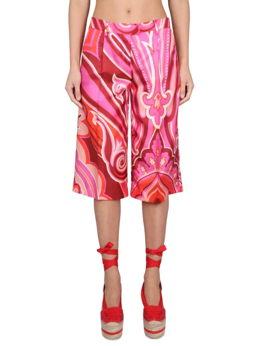 Бермуды из шелка и хлопка Etro, Pink