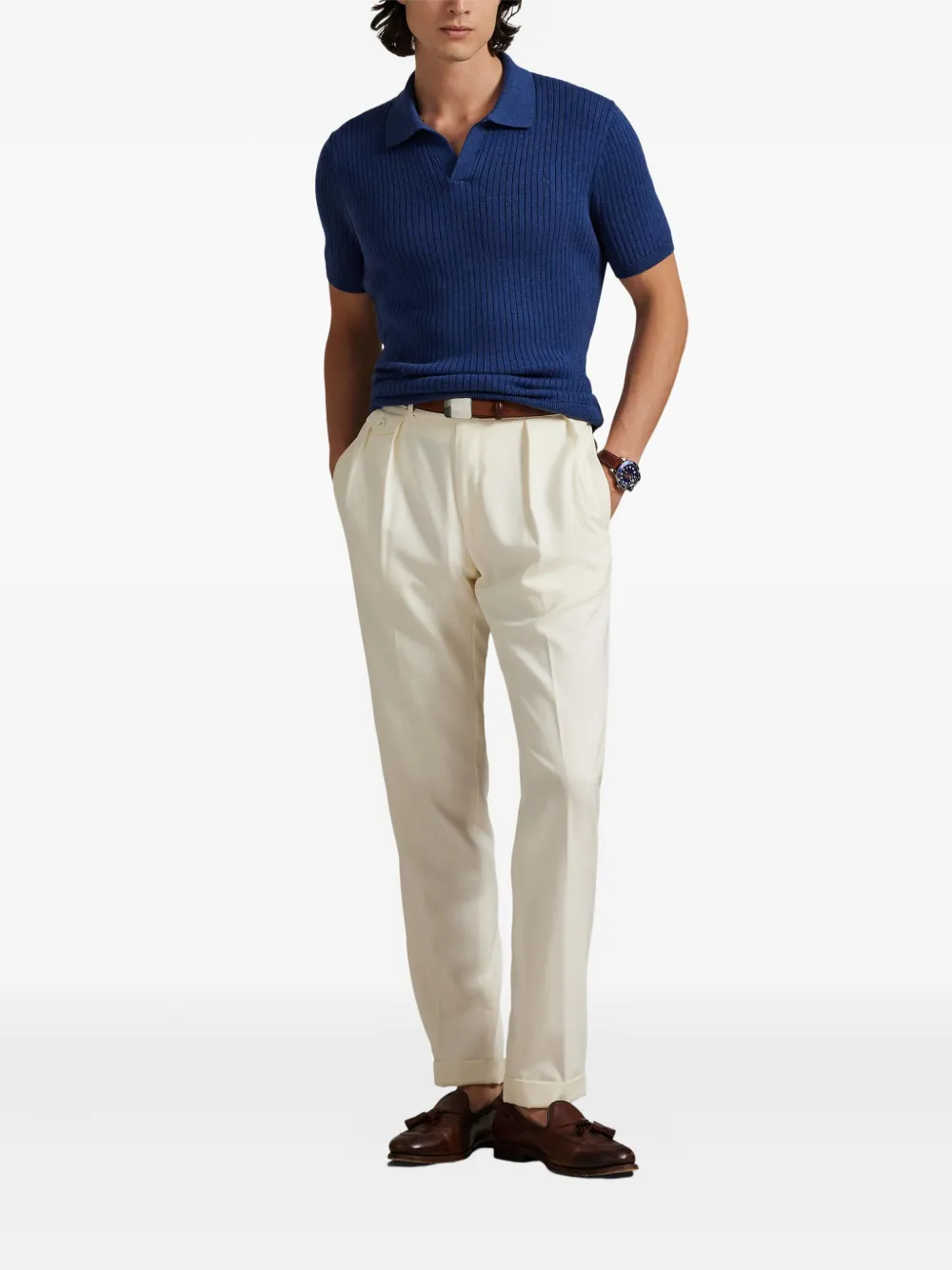 Футболка в рубчик Polo Ralph Lauren, синий — фото 2