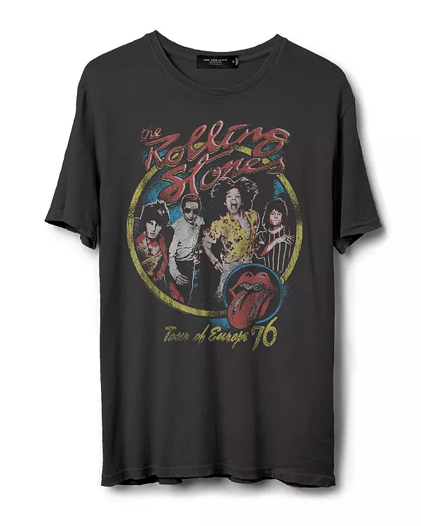 

Футболка унисекс The Rolling Stones Europe 76 в винтажном стиле Junk Food Clothing, серый