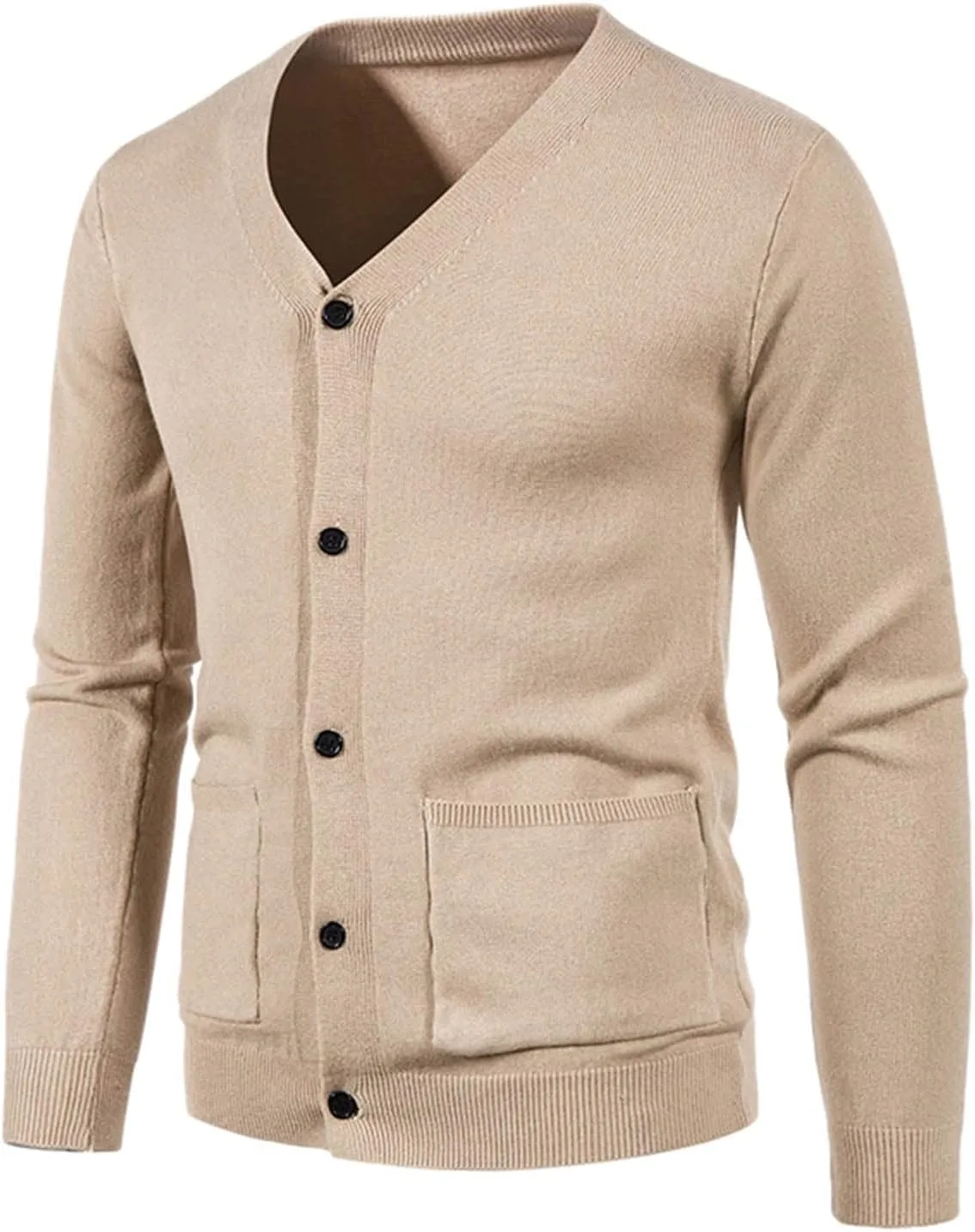 

Шерстяной кардиган мужской с пуговицами и карманами V-образный вырез