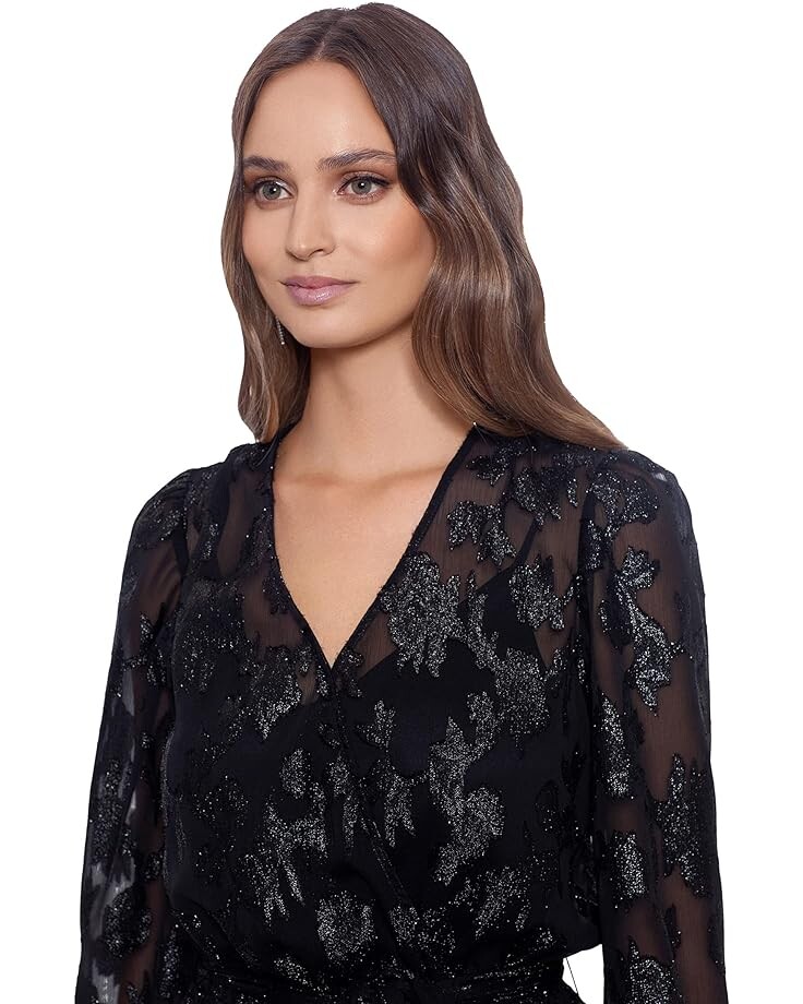 

Платье Betsy & Adam Short Long Sleeve Burnout Dress, черный