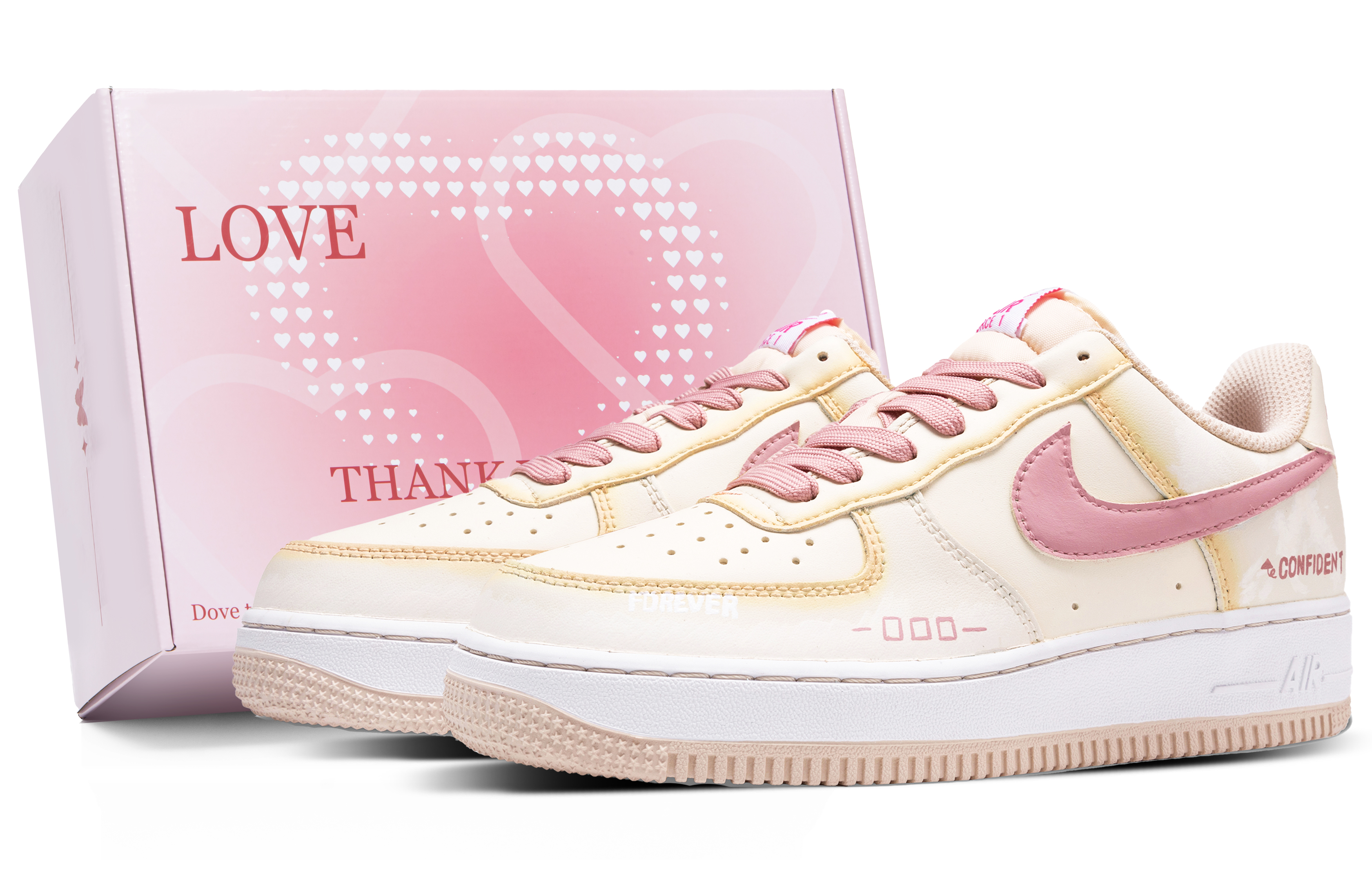 

Nike Детские кроссовки для скейтбординга Air Force 1 с нескользящей подошвой, устойчивые к истиранию, бежевые, белые, розовые, подростковые
