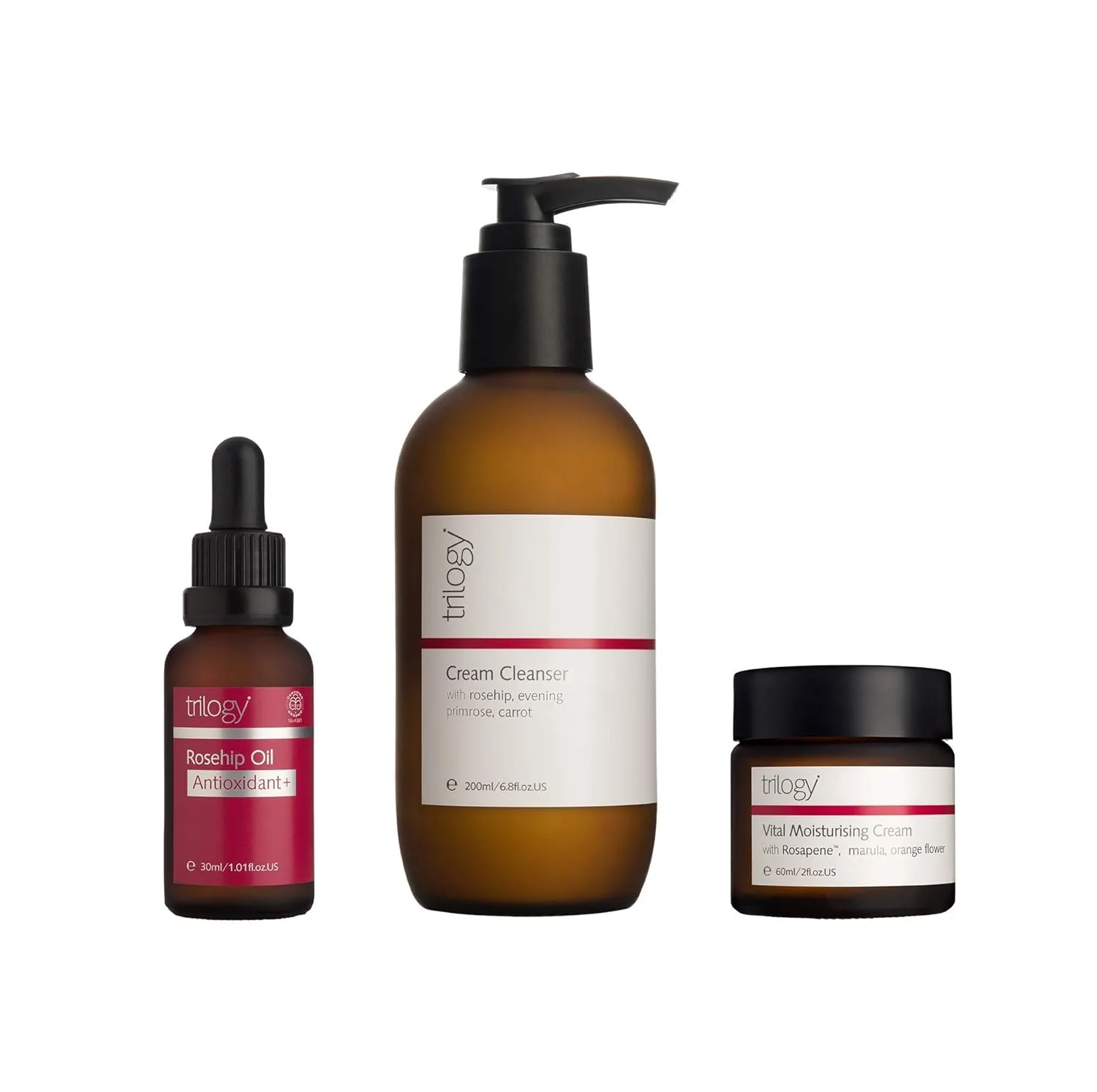 Trilogy Clean Beauty Regime - Крем-очиститель, масло шиповника с антиоксидантами+, увлажняющий крем Vital.