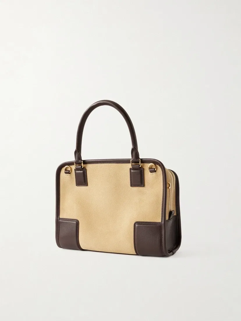 Маленькая замшевая сумка через плечо Amazona 180 с отделкой из кожи LOEWE, бежевый — фото 4