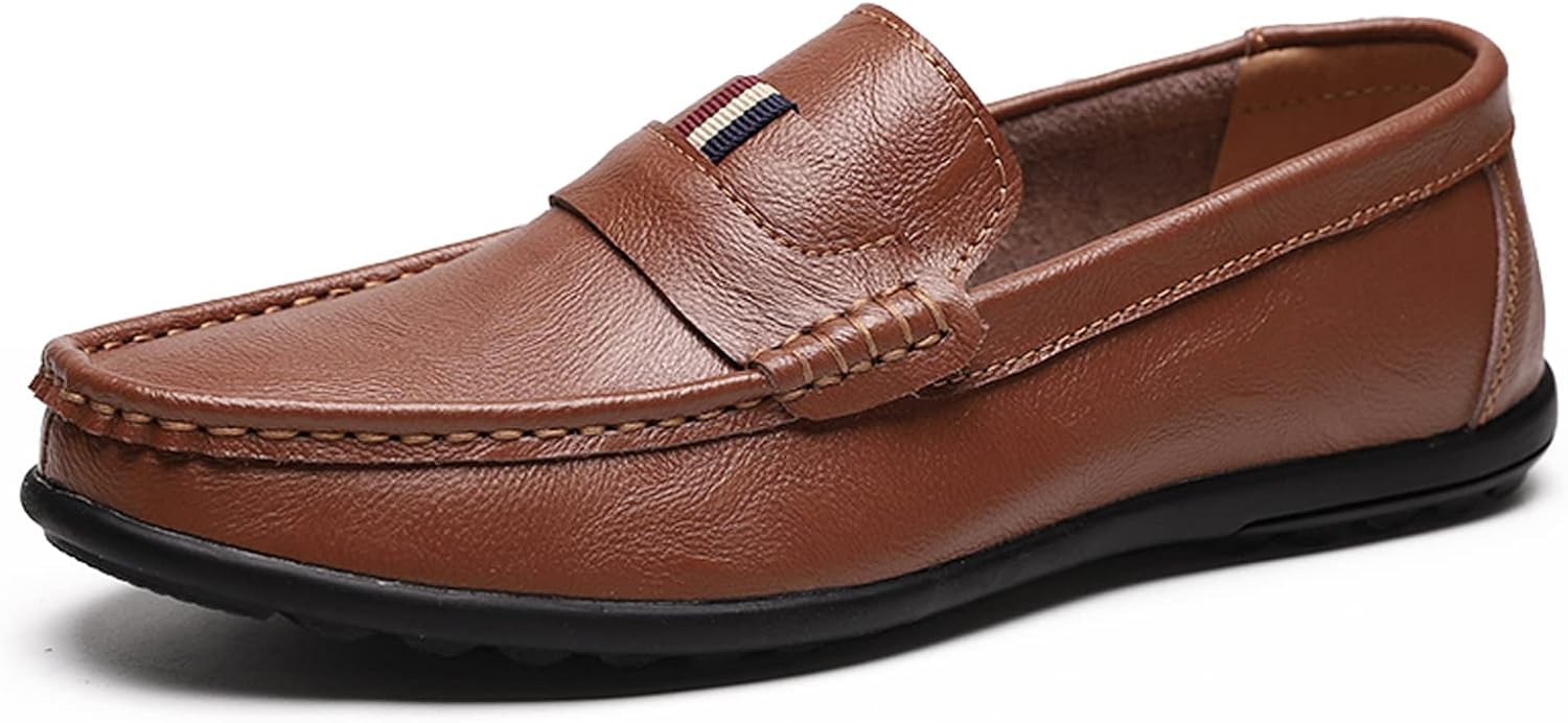 

Мужские кожаные слипоны для ходьбы, офисные лоферы, удобная повседневная обувь Asifn, коричневый