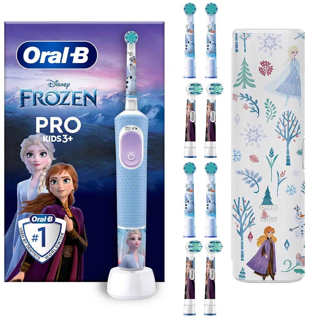 Электрическая детская зубная щетка Frozen Oral-B голубой